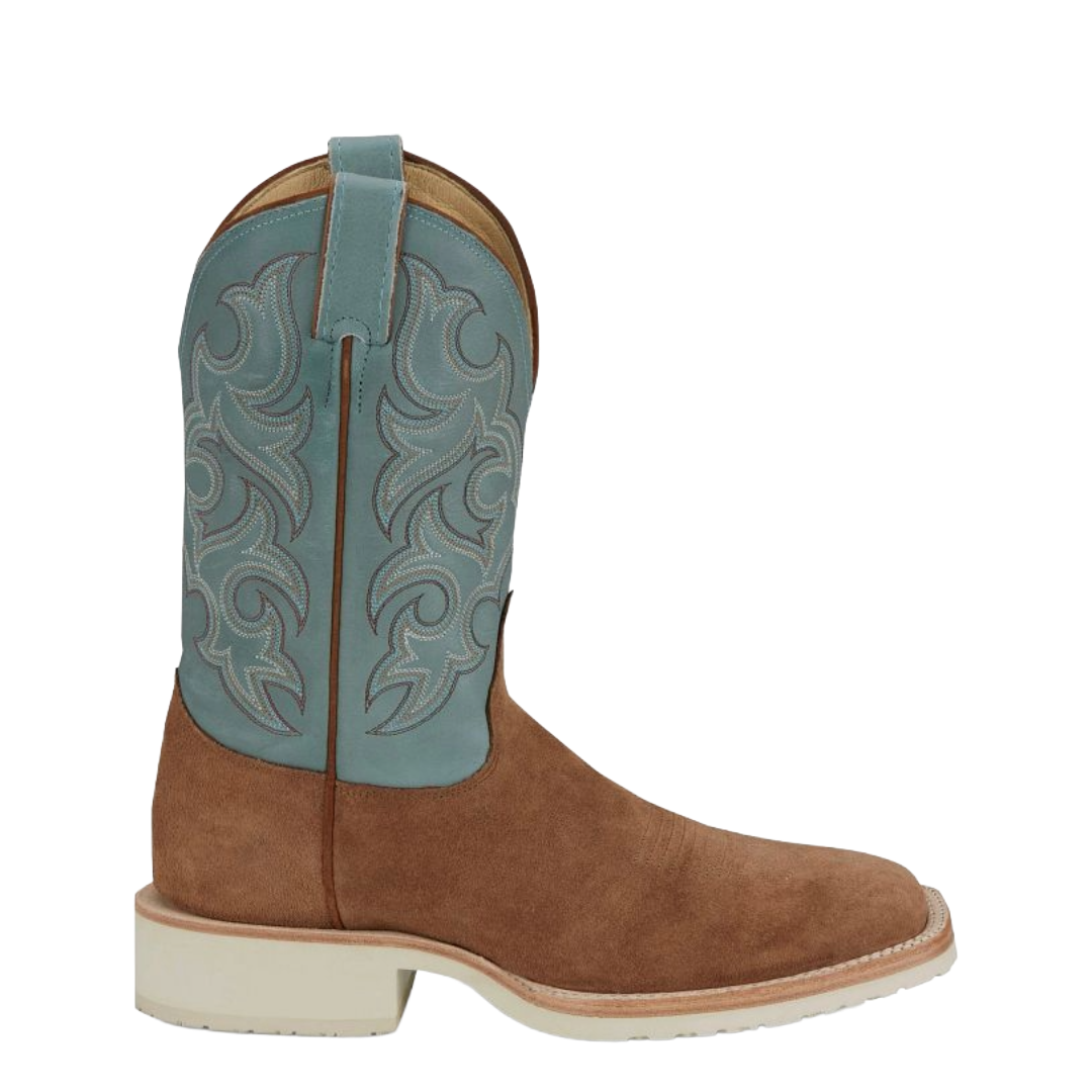 Justin Men's Alamo 11" Sky Blue & Honey Tan Roughout Western Boot BR390
