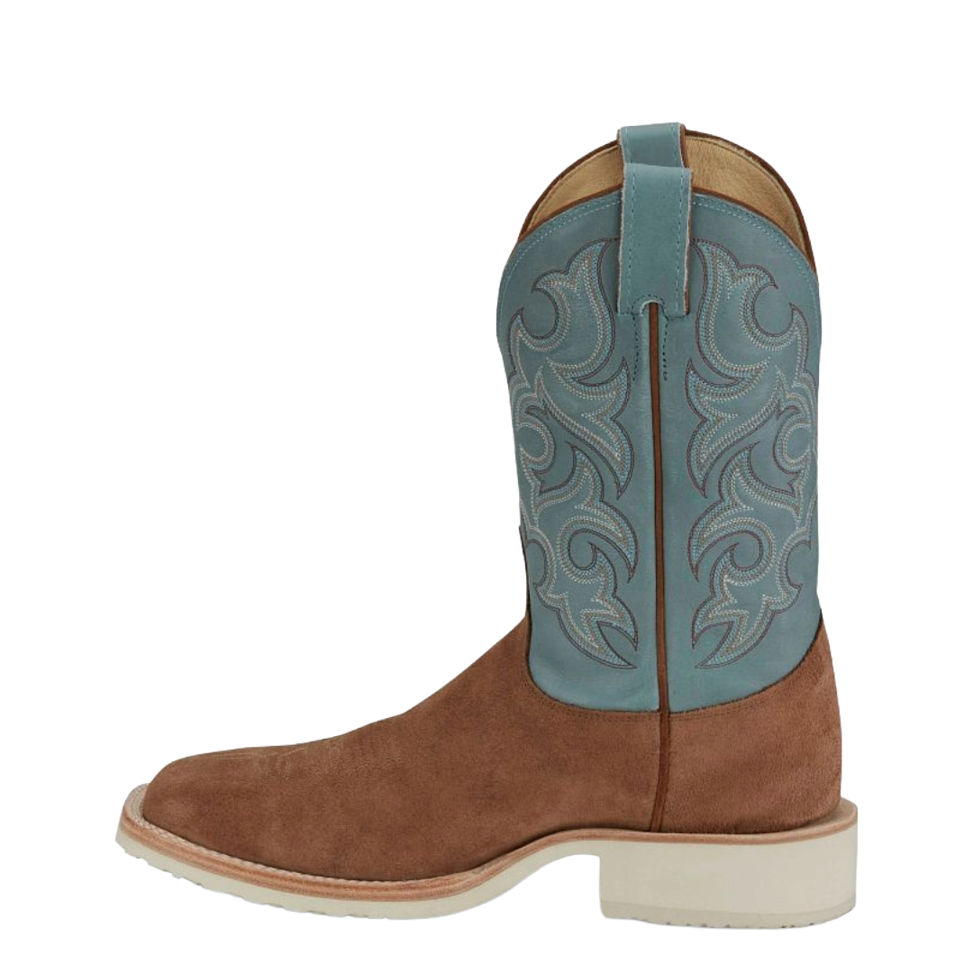 Justin Men's Alamo 11" Sky Blue & Honey Tan Roughout Western Boot BR390