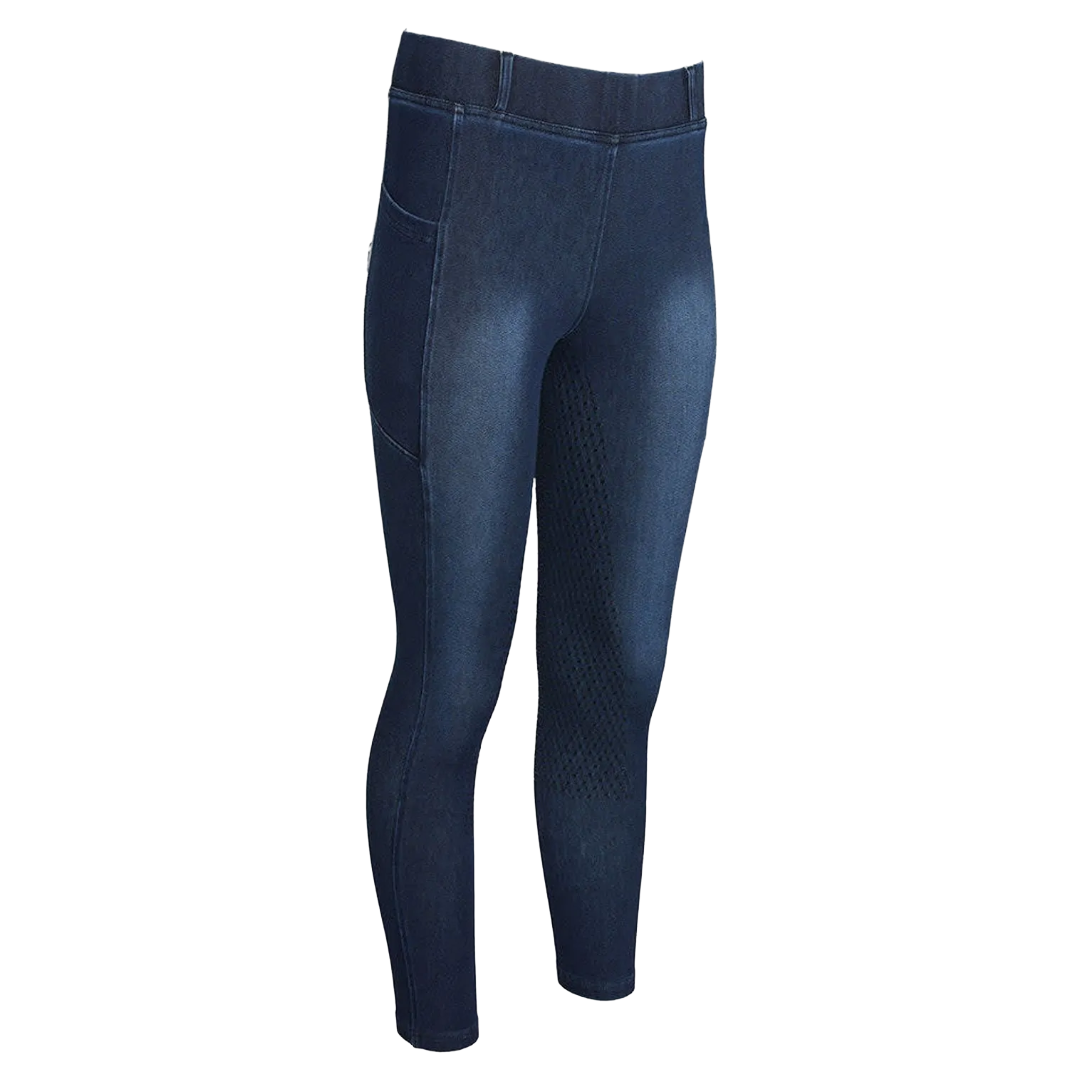 Equine Couture Ladies Denim Full Seat Silicone Tights 110943-35