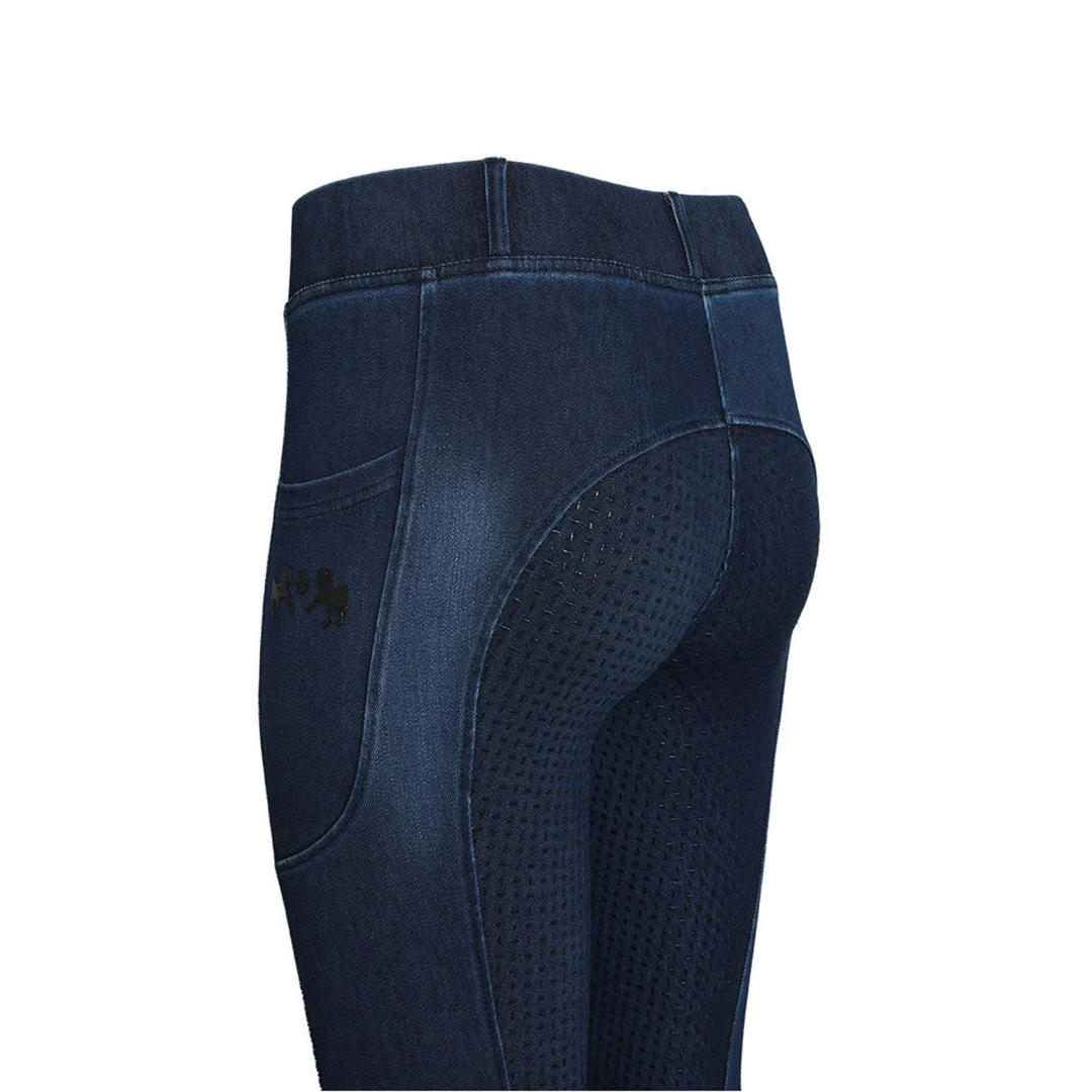 Equine Couture Ladies Denim Full Seat Silicone Tights 110943-35