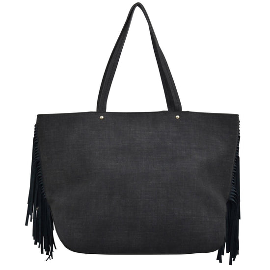 Angel Ranch Ladies Black Fringe Shoulder Handbag Purse DHB1036B