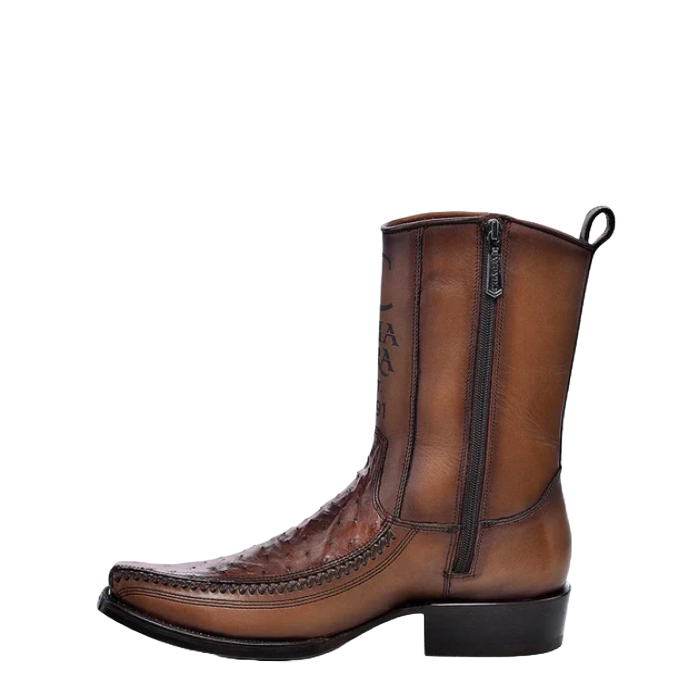 Cuadra Men's Ostrich Leather Moroni Chestnut Brown Western Boot CU804