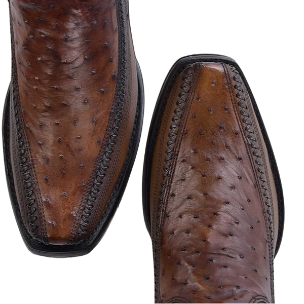 Cuadra Men's Ostrich Leather Moroni Chestnut Brown Western Boot CU804