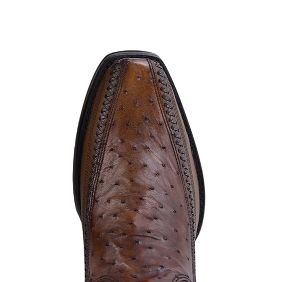 Cuadra Men's Ostrich Leather Moroni Chestnut Brown Western Boot CU804