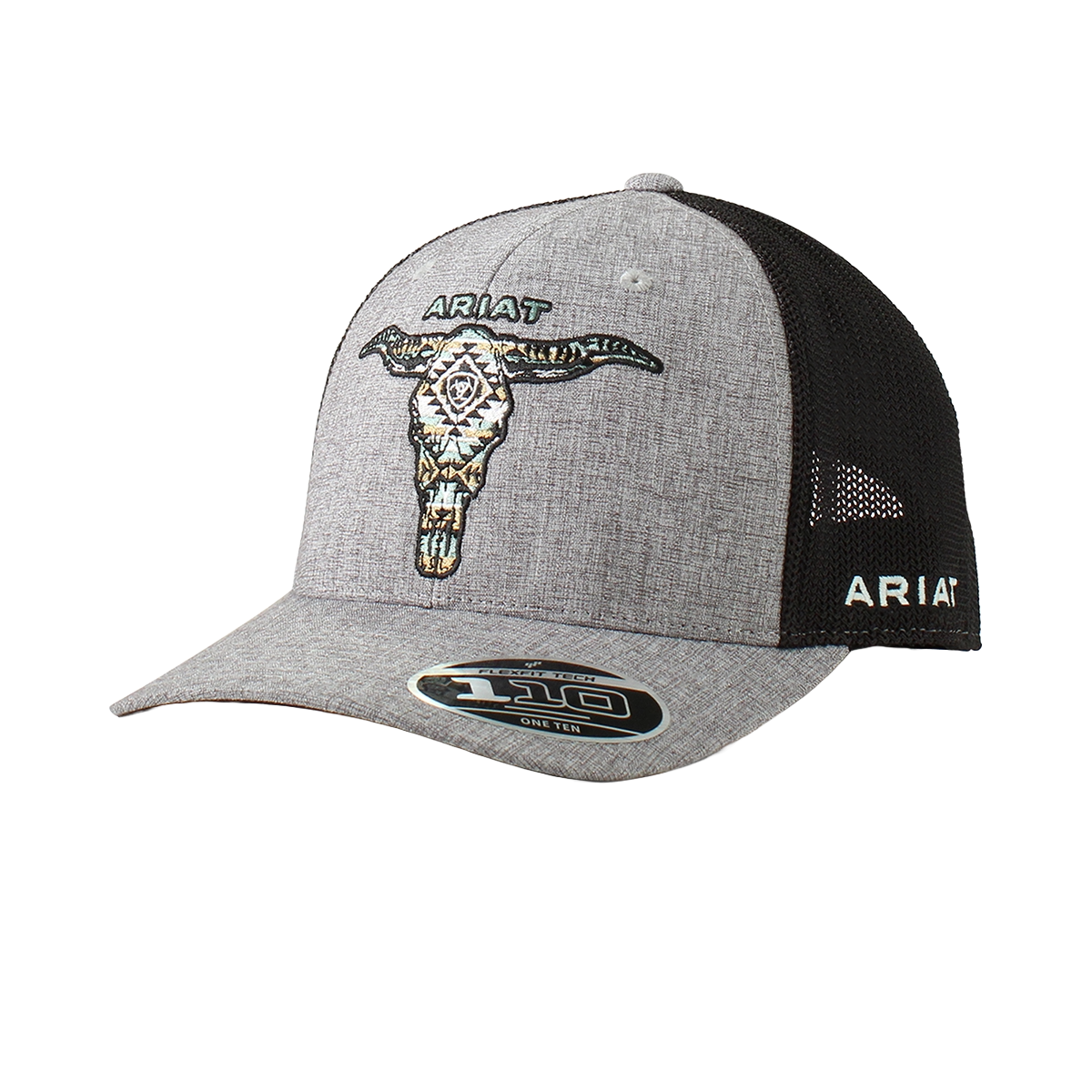 Ariat Men's Longhorn Grey Snapback Hat A300075006