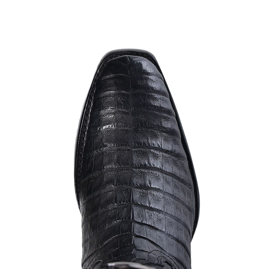 Cuadra Men's Plunge Caiman Laser Pointed Toe Black Boots CU846