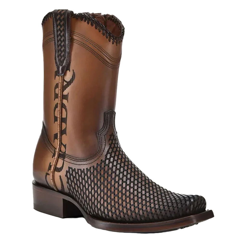Cuadra Men's Denver Brown Laser & Woven Narrow Square Toe Boots CU817 Cuadra Men's Denver Brown Laser & Woven Narrow Square Toe Boots CU817