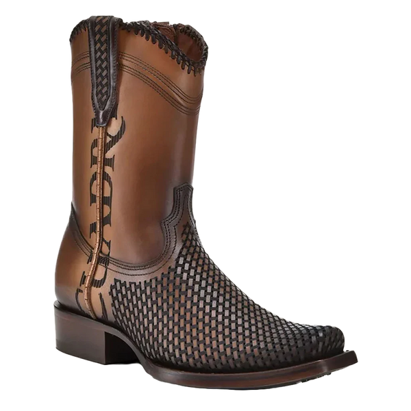 Cuadra Men's Denver Brown Laser & Woven Narrow Square Toe Boots CU817