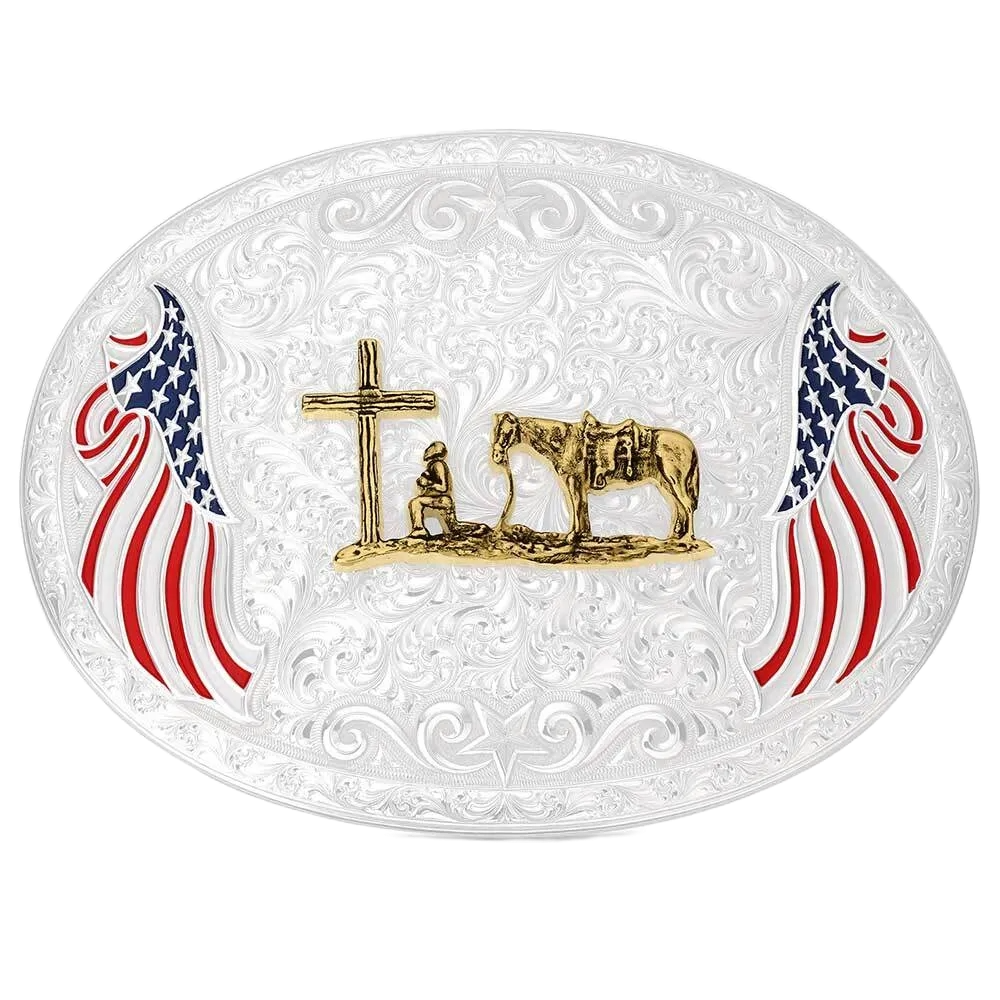 Montana Silversmiths American Made Freedom Christian Cowboy Buckle AM53100-731M