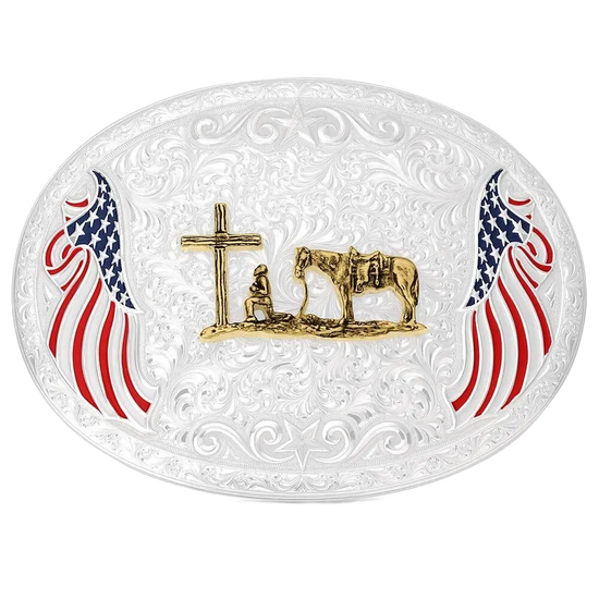 Montana Silversmiths American Made Freedom Christian Cowboy Buckle AM53100-731M