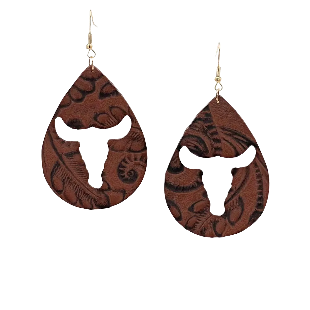 Montana Silversmiths Longhorn Love Leather Attitude Earrings AER5409