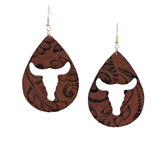 Montana Silversmiths Longhorn Love Leather Attitude Earrings AER5409