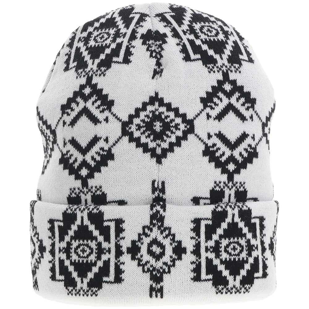 Hooey Ladies Aztec Pattern White & Black Beanie 2056WHBK