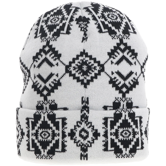 Hooey Ladies Aztec Pattern White & Black Beanie 2056WHBK