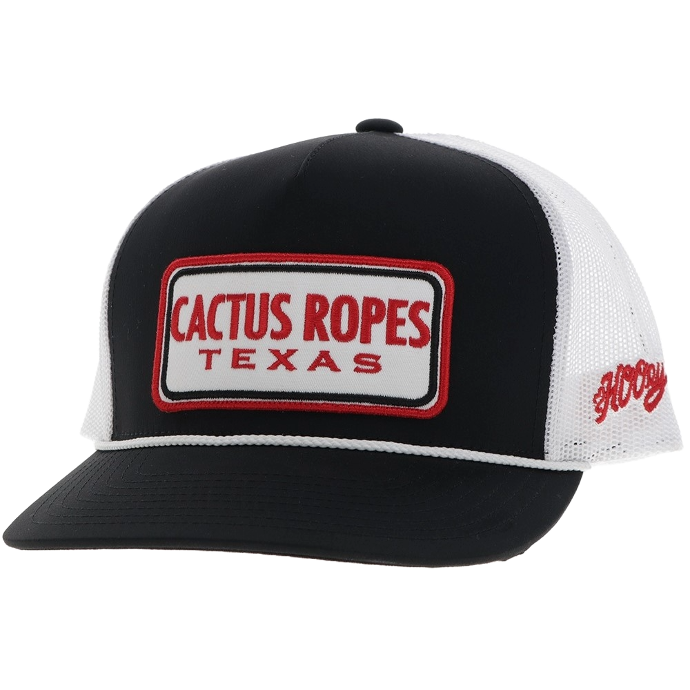 Hooey Men's Cactus Ropes 5-Panel Black & White Snapback Hat CR090 - Wild West Boot Store