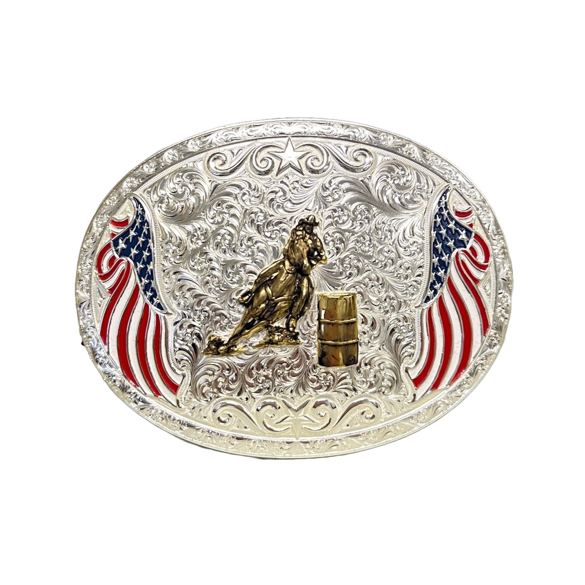 Montana Silversmiths American Made Barrel Racer Western Buckle AM53100-667