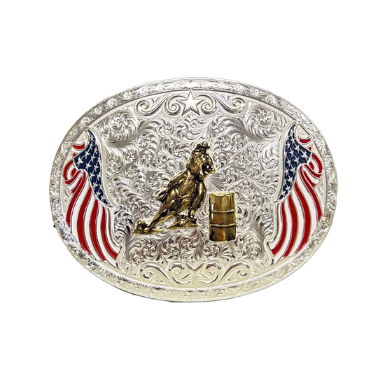 Montana Silversmiths American Made Barrel Racer Western Buckle AM53100-667