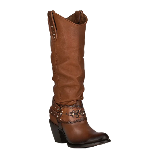Cuadra Ladies Hand Painted Honey Brown Leather Western Boot CU720