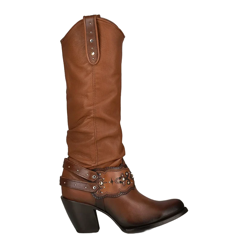 Cuadra Ladies Hand Painted Honey Brown Leather Western Boot CU720