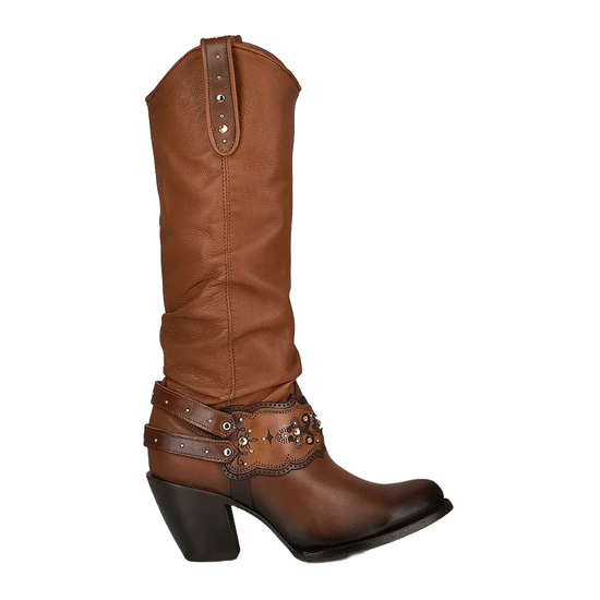 Cuadra Ladies Hand Painted Honey Brown Leather Western Boot CU720