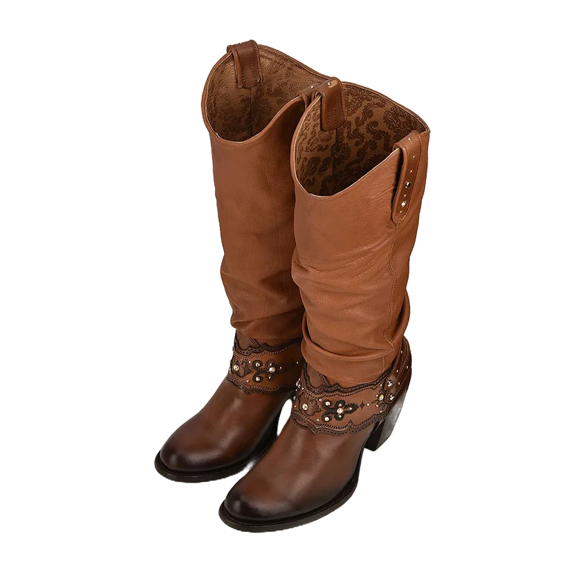 Cuadra Ladies Hand Painted Honey Brown Leather Western Boot CU720