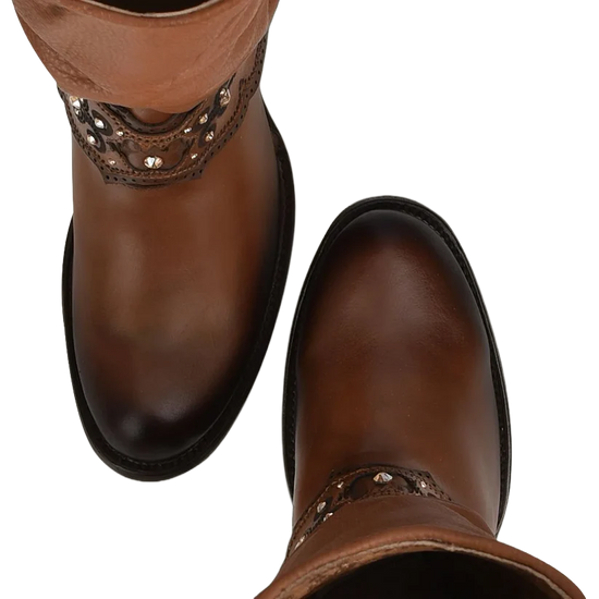 Cuadra Ladies Hand Painted Honey Brown Leather Western Boot CU720