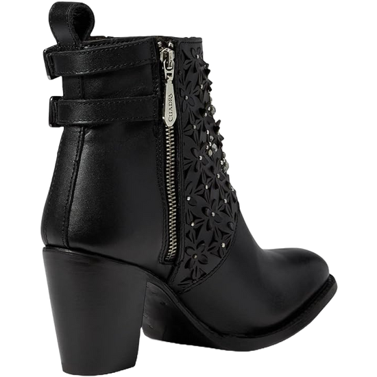 Cuadra Ladies Crystalized Heeled Black Booties CU439