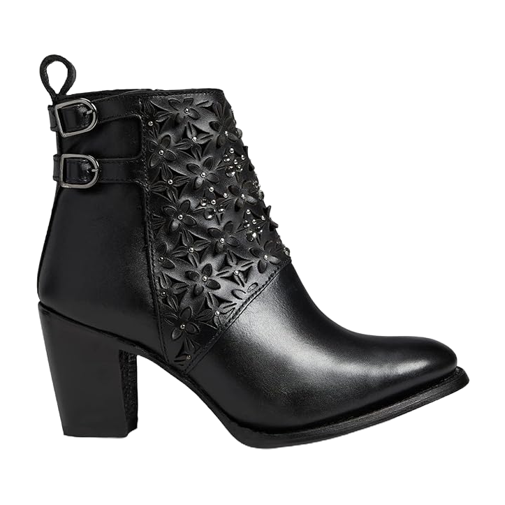 Cuadra Ladies Crystalized Heeled Black Booties CU439