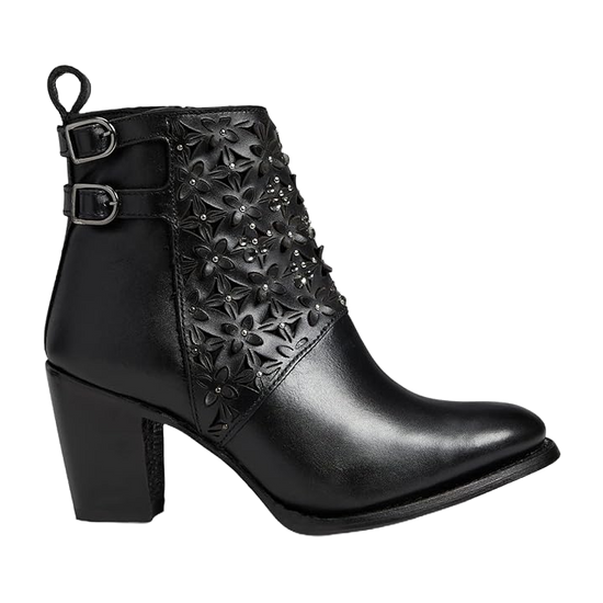 Cuadra Ladies Crystalized Heeled Black Booties CU439