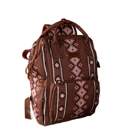 camel leather diaper bag backpack Wrangler Ladies Aztec Printed Callie Camel Brown Diaper Bag WG2204-911