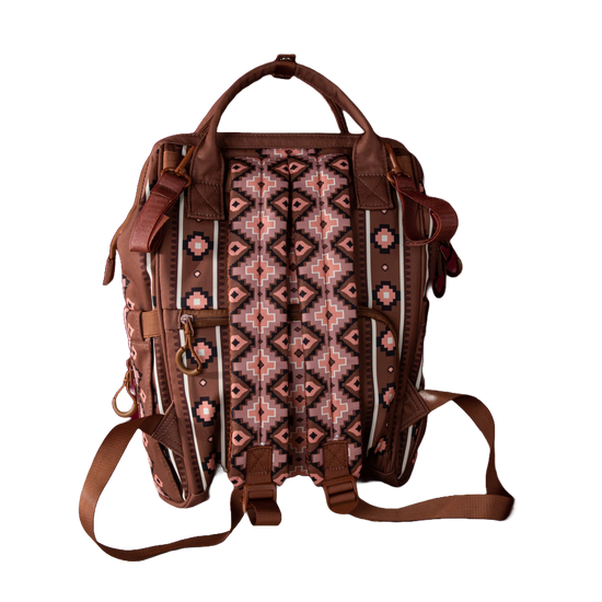 Wrangler Ladies Aztec Printed Callie Camel Brown Diaper Bag WG2204-9110CM