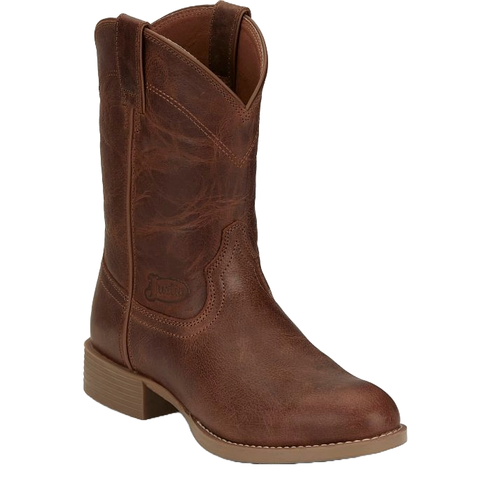 Justin Men's Kilgore Hickory Brown Water Buffalo Roper Toe Western Boots SE7501