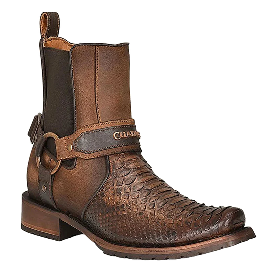 Cuadra Men's Hand Painted Brown Python Leather Ankle Boots CU689