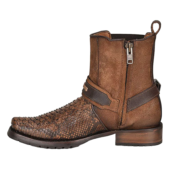 Cuadra Men's Hand Painted Brown Python Leather Ankle Boots CU689