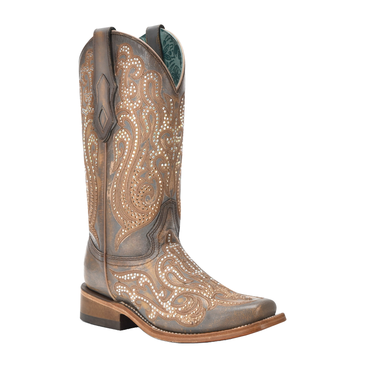 Corral Western Boots Womens Crystals Embroidery Honey Gray C4096