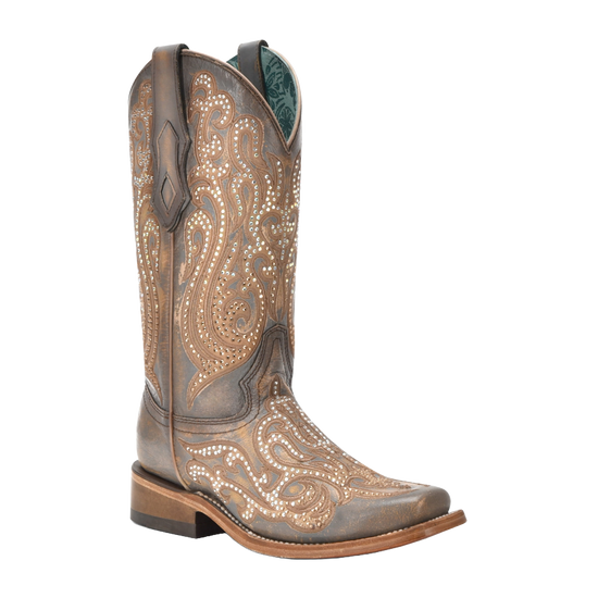 Corral Ladies Distressed Grey-Honey Western Boots C4096