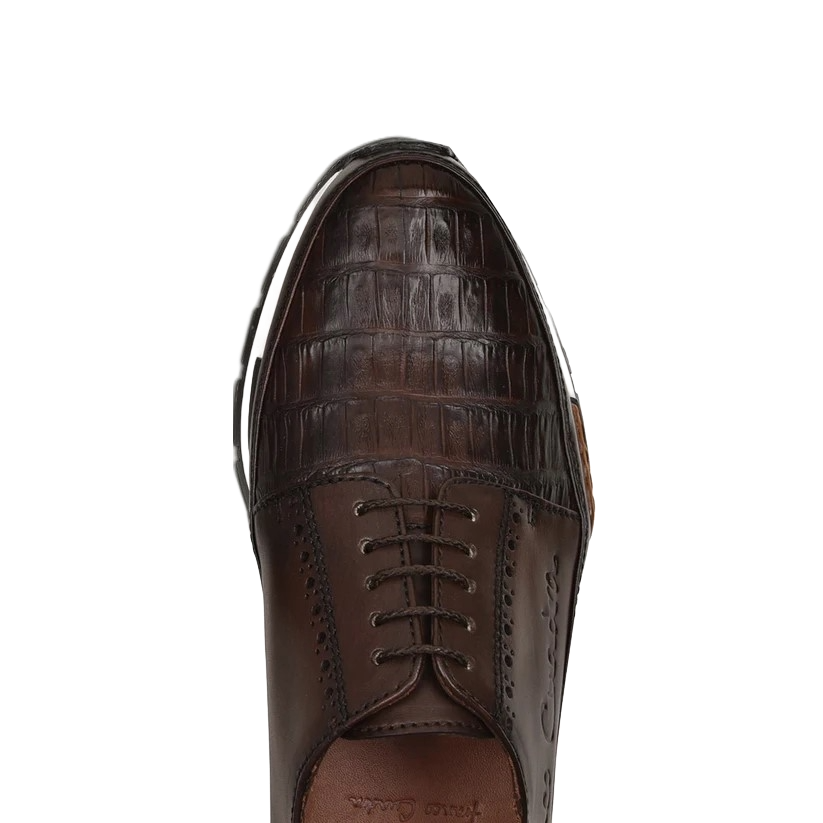 Cuadra Men's Alligator Brown Leather Sneakers FC624