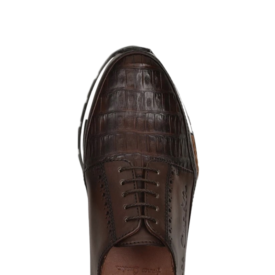 Cuadra Men's Alligator Brown Leather Sneakers FC624