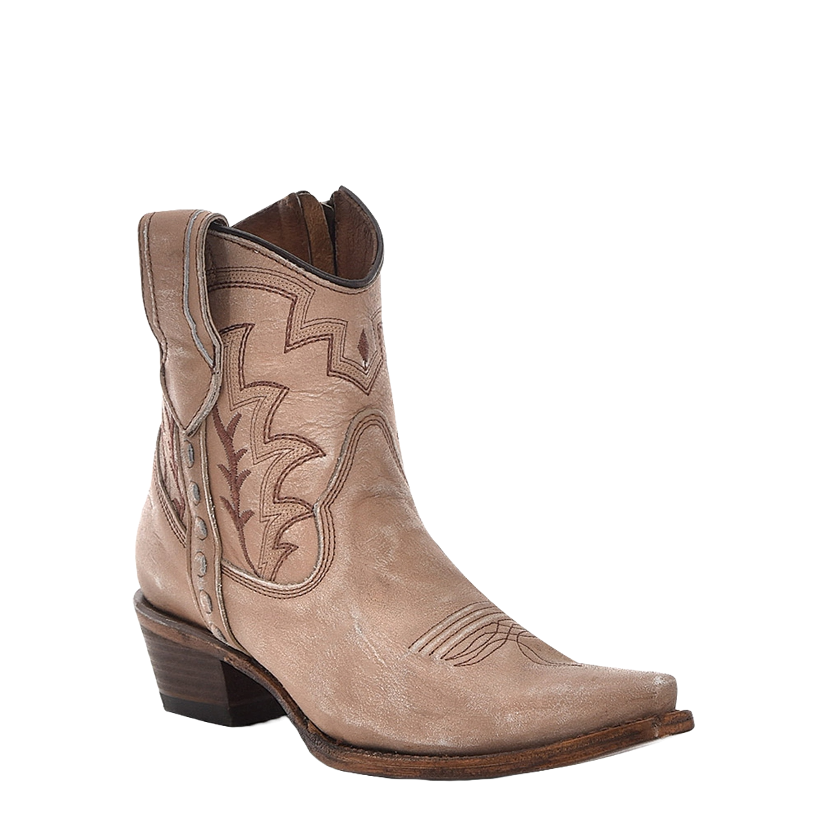 Circle G Ladies Sand Embroidery & Zipper Ankle Boots L6098