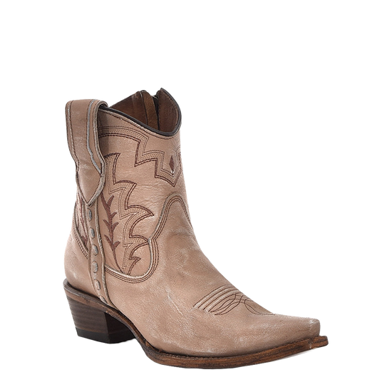 Circle G Ladies Sand Embroidery & Zipper Ankle Boots L6098