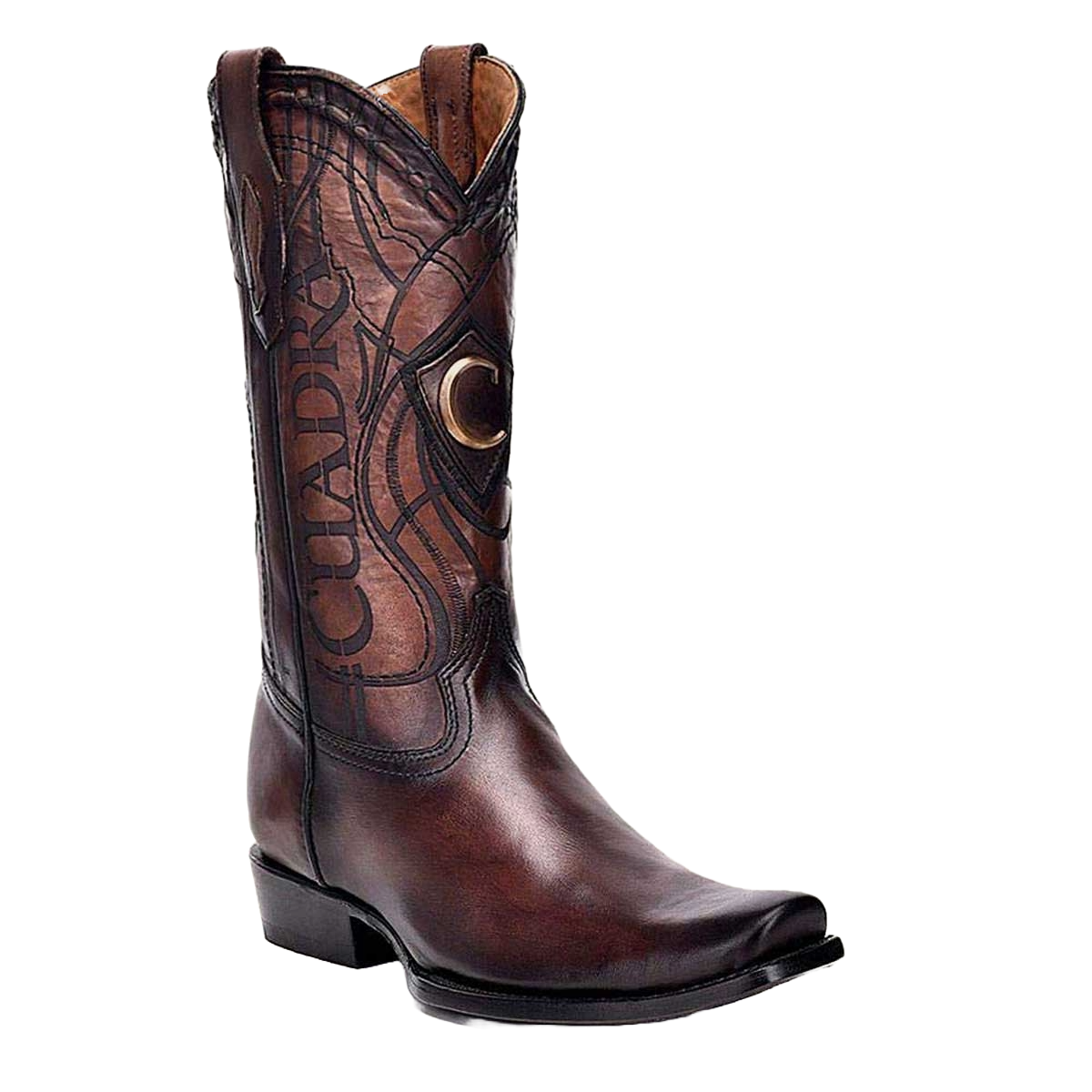 Cuadra Men's Engraved Firenze Almond Brown Leather Western Boots CU801