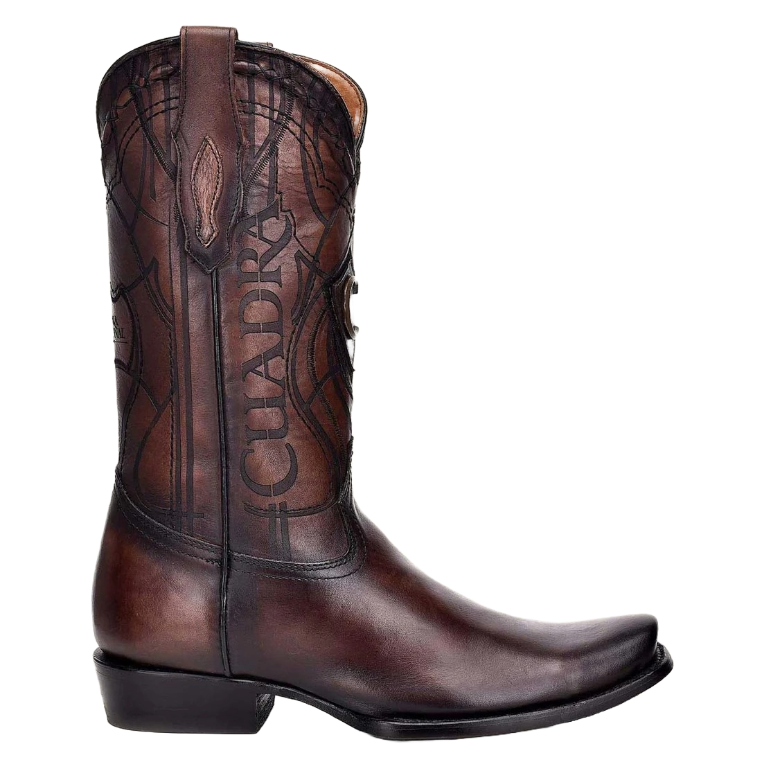 Cuadra Men's Engraved Firenze Almond Brown Leather Western Boots CU801