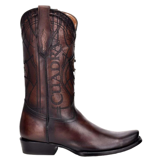 Cuadra Men's Engraved Firenze Almond Brown Leather Western Boots CU801