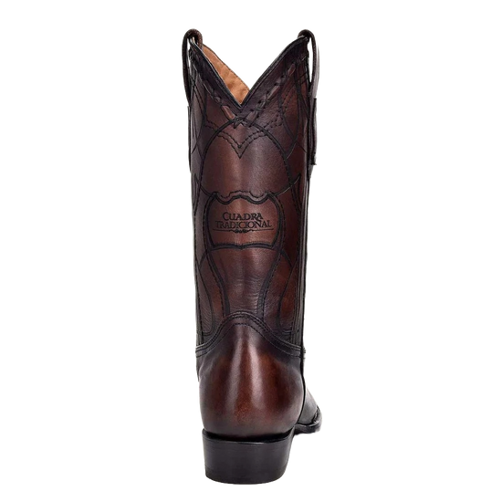 Cuadra Men's Engraved Firenze Almond Brown Leather Western Boots CU801
