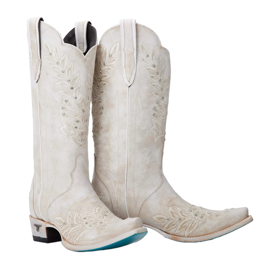 Lane Ladies Destiny Ceramic Crackle White Western Boots LB0547A