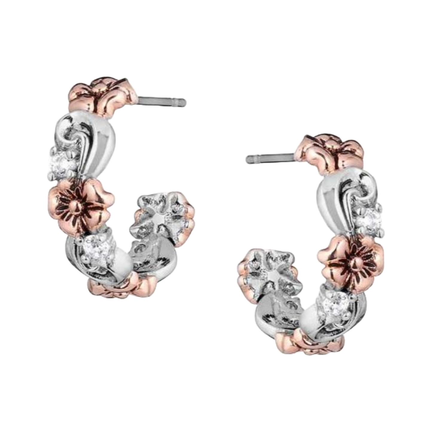 Montana Silversmith Ladies Wildflower Silver & Rose Gold Hoop Earrings ER5809