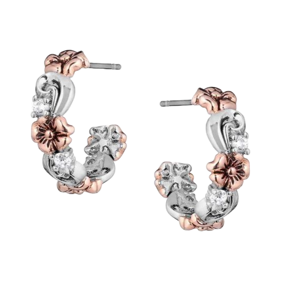 Montana Silversmith Ladies Wildflower Silver & Rose Gold Hoop Earrings ER5809