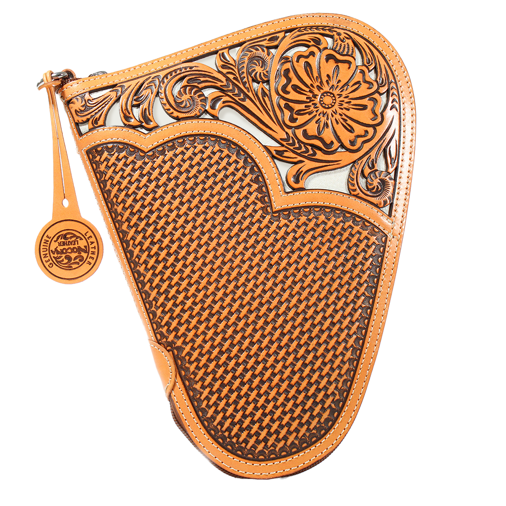 Nocona Basket Tooled Tan Hand Gun Case N7600808