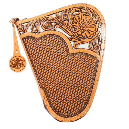 Nocona Basket Tooled Tan Hand Gun Case N7600808