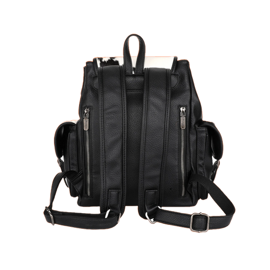Wrangler Ladies Hair-On Cowhide Black Buckled Backpack WG12-9110BK